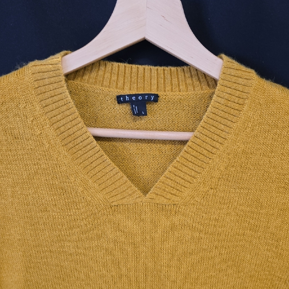 Theory Men's V-Neck Sweater in Mustard Yellow